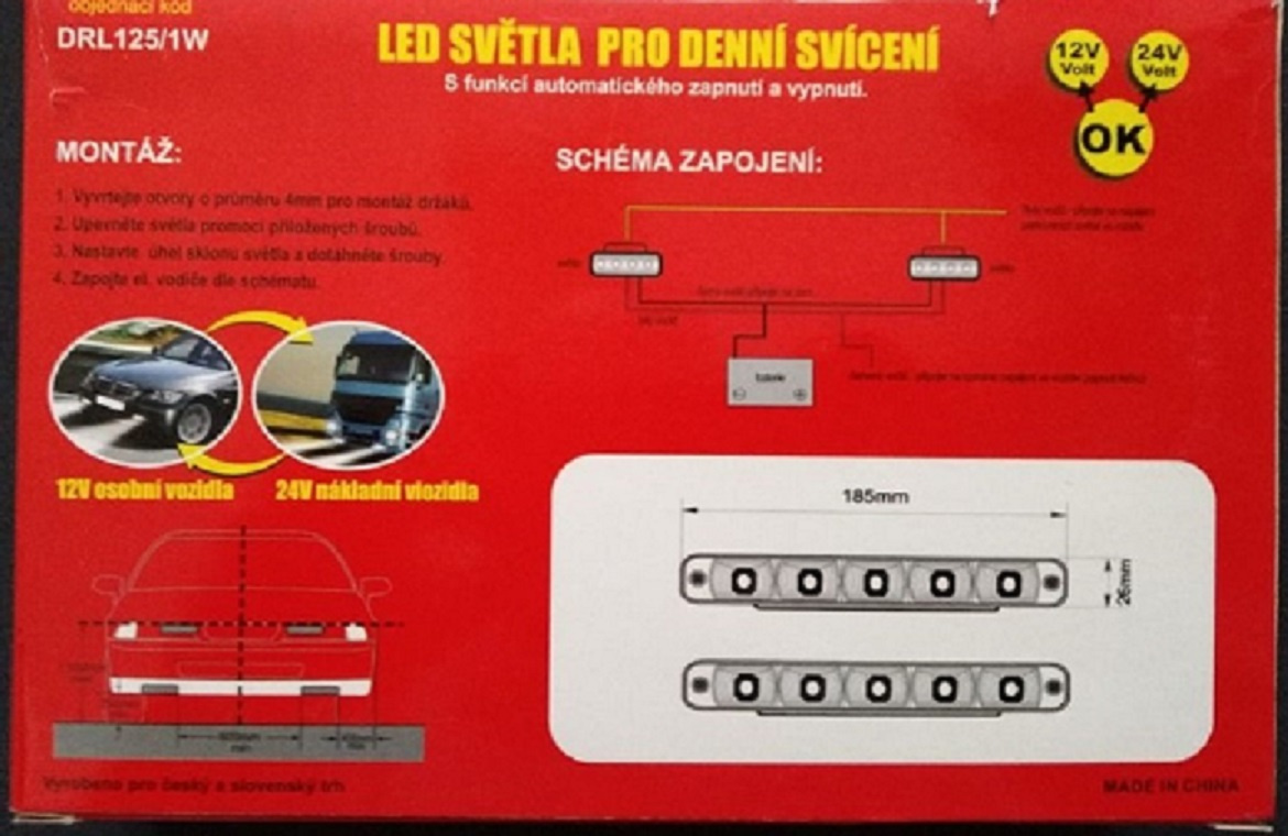 Světla carlamp pro denní svícení DRL-2x5 LED.12/24V. - 6