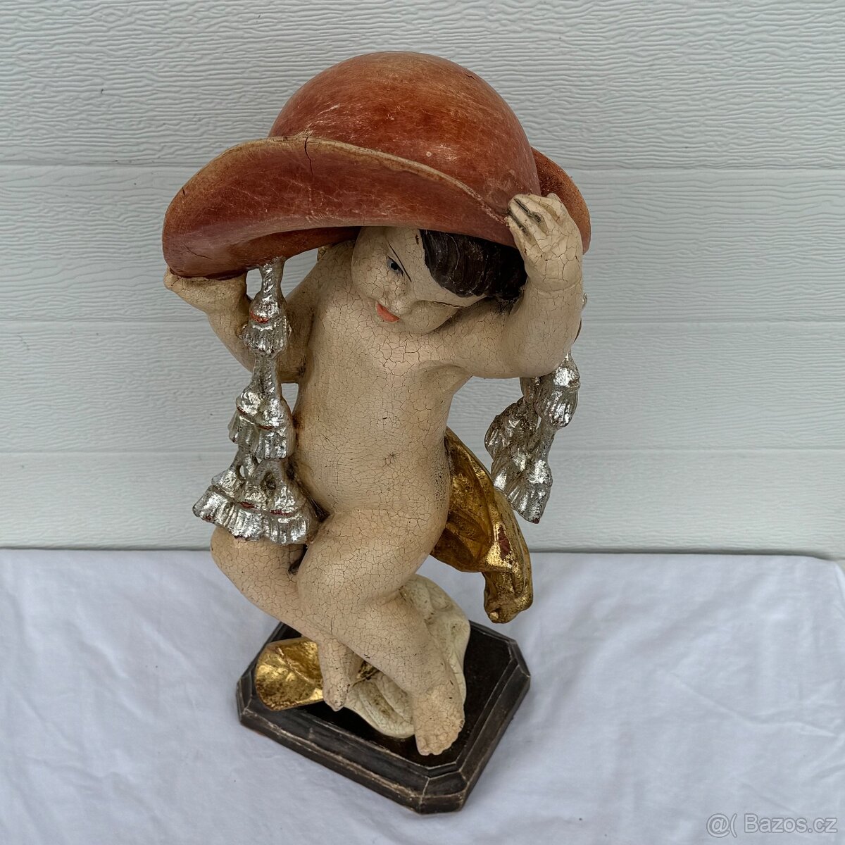 Skvostný velký anděl socha ze dřeva 41cm - 6