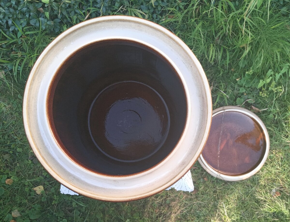 Keramické sudy na nakládané zelí s víkem - 6