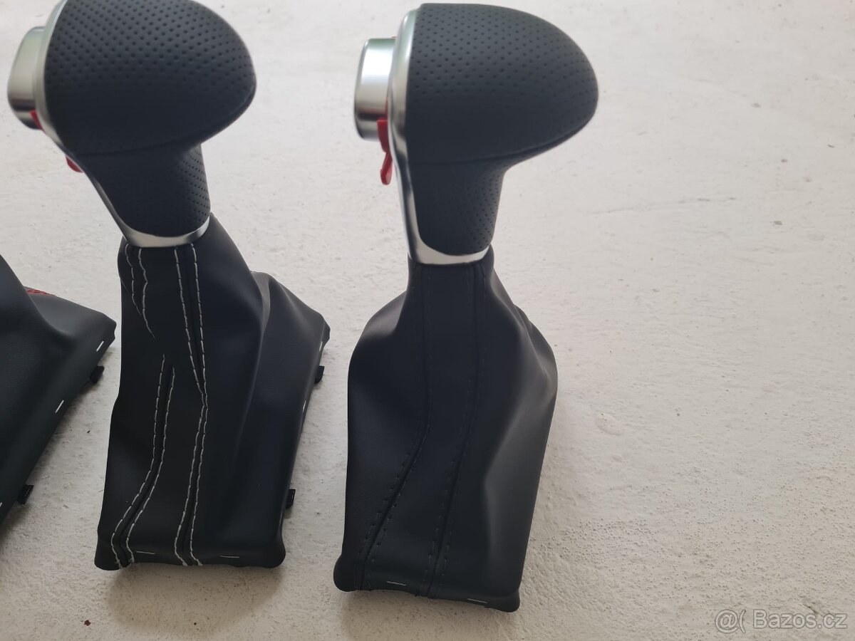 Radiaca páka pre DSG automat AUDI / čierna biela červená nit - 6