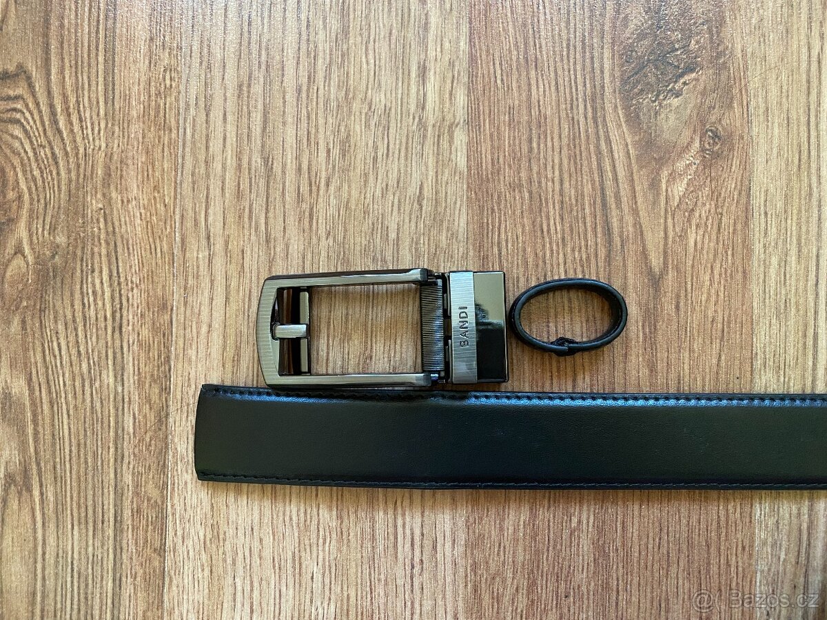 Nové pánské kožené opasky Bandi s aut. sponou - černý, hnědý - 6