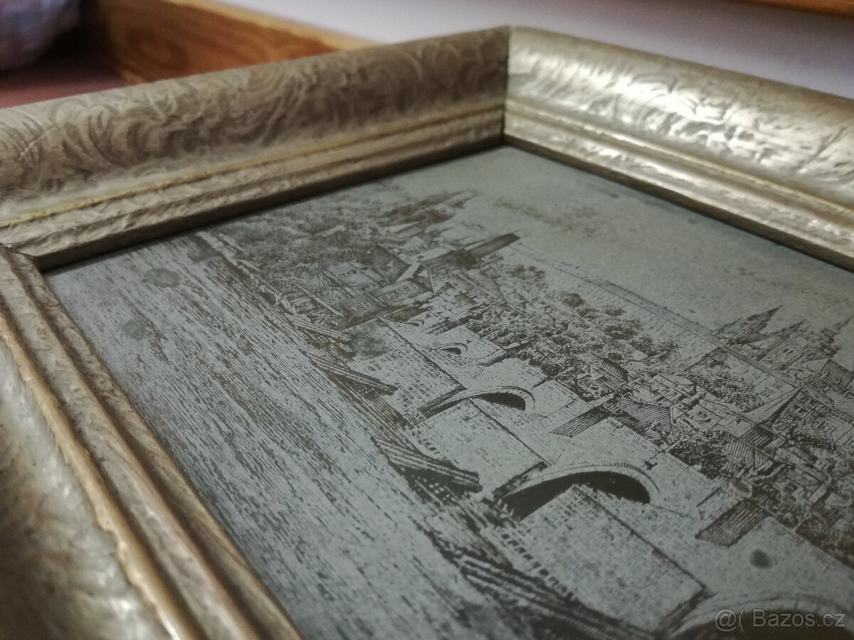 Obrazy - rytiny, Kde domov můj a Karlův most - 6