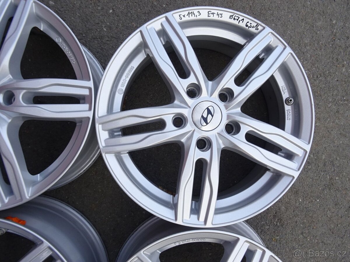 Alu disky na Hyundai, 16", 5x114.3, ET 45, šířka 6,5J - 6
