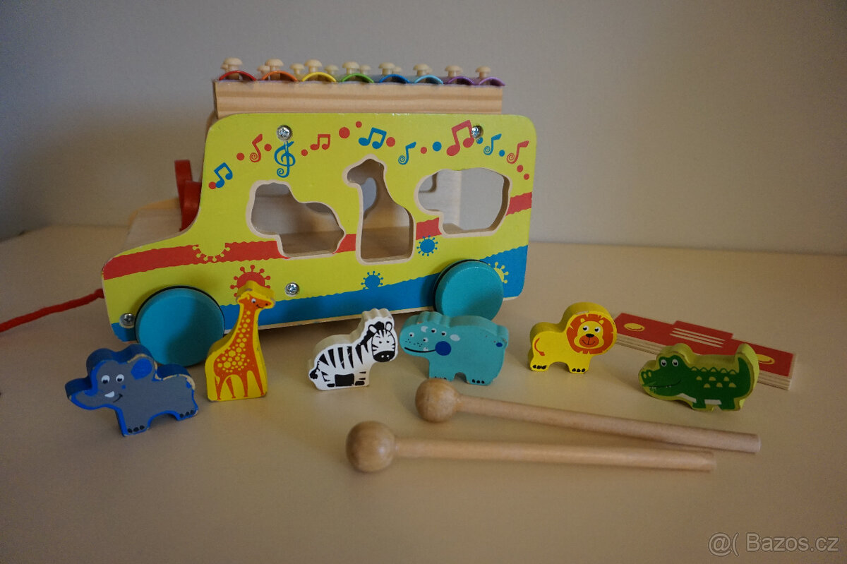 dřevěná tahací vkládačka + xylofon - 6