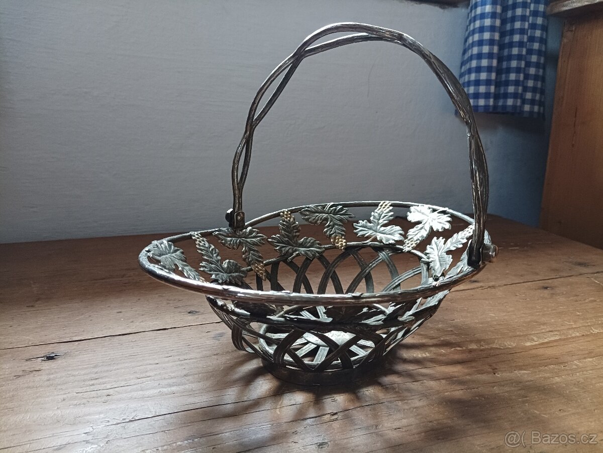 SECESNÍ KOŠÍK S KVĚTINOVÝMI MOTIVY - FRANCIE - 6