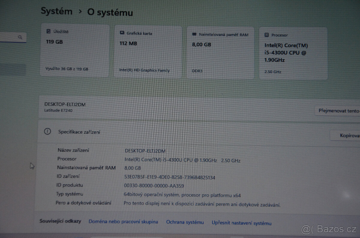Dell latitude 7240 i5/8GB/SSD 128GB/záruka - 6