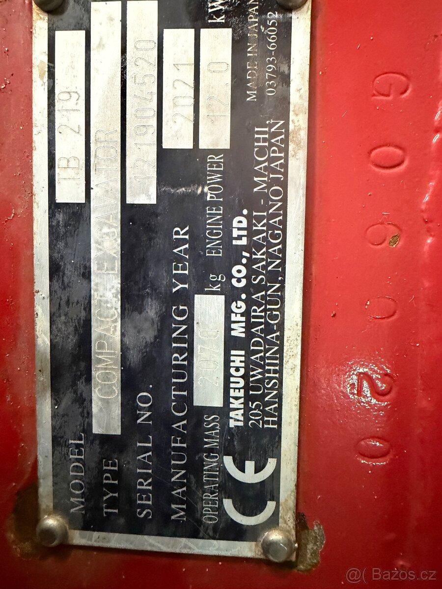 Pásový minibagr Takeuchi TB 219 - 6