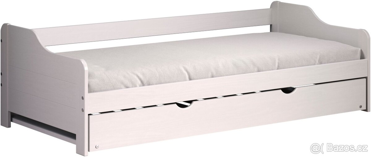 Nová rozkládací postel masiv borovice bílá - 6