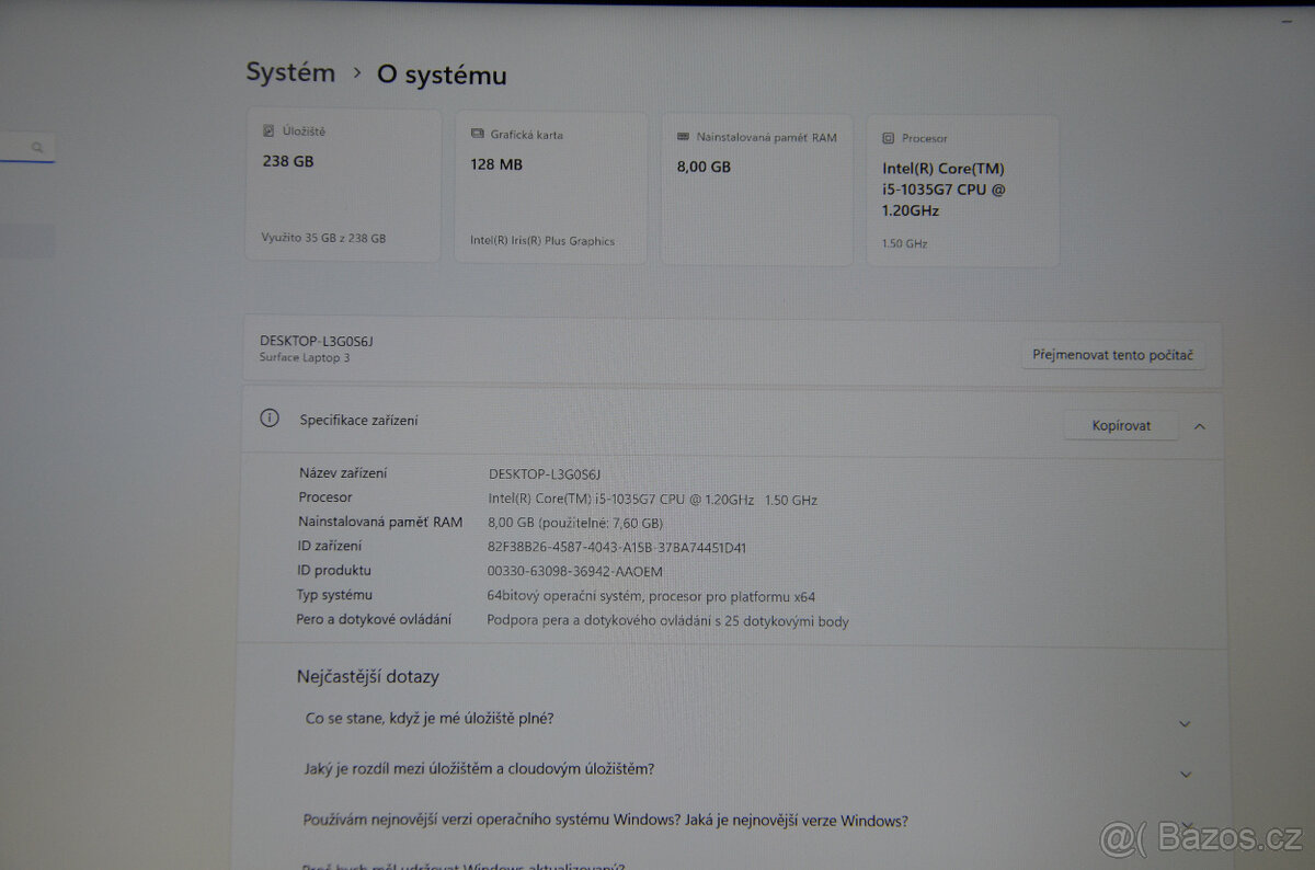 Microsoft Surface Laptop 3 i5/8GB/SSD 256GB/dotyk - 6