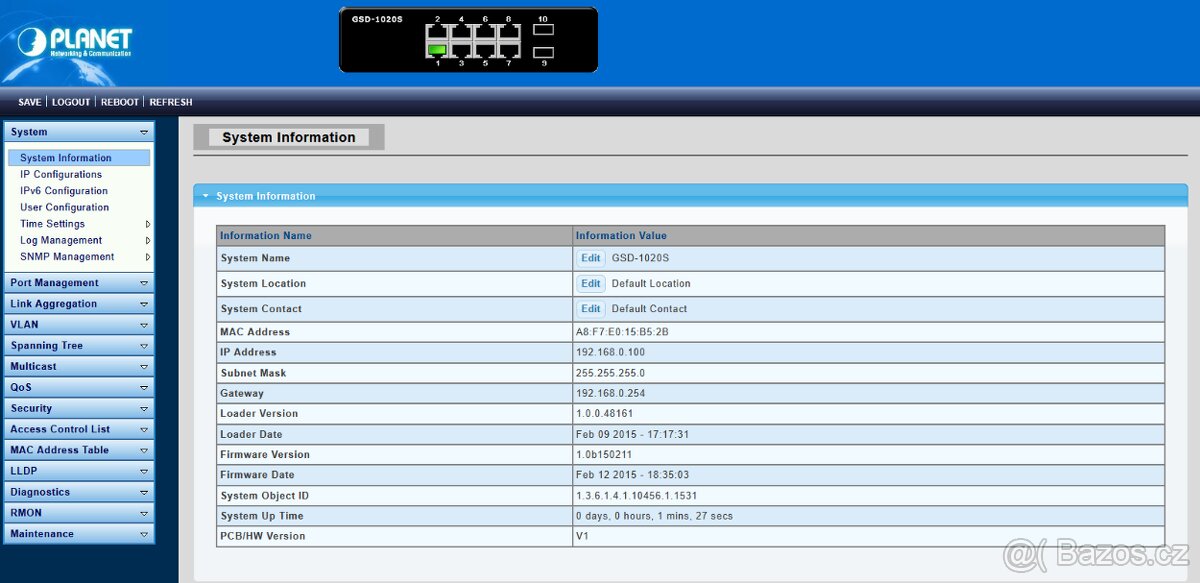 Gigabit Managed Switch Planet GSD-1020S 8+2 portový - 6