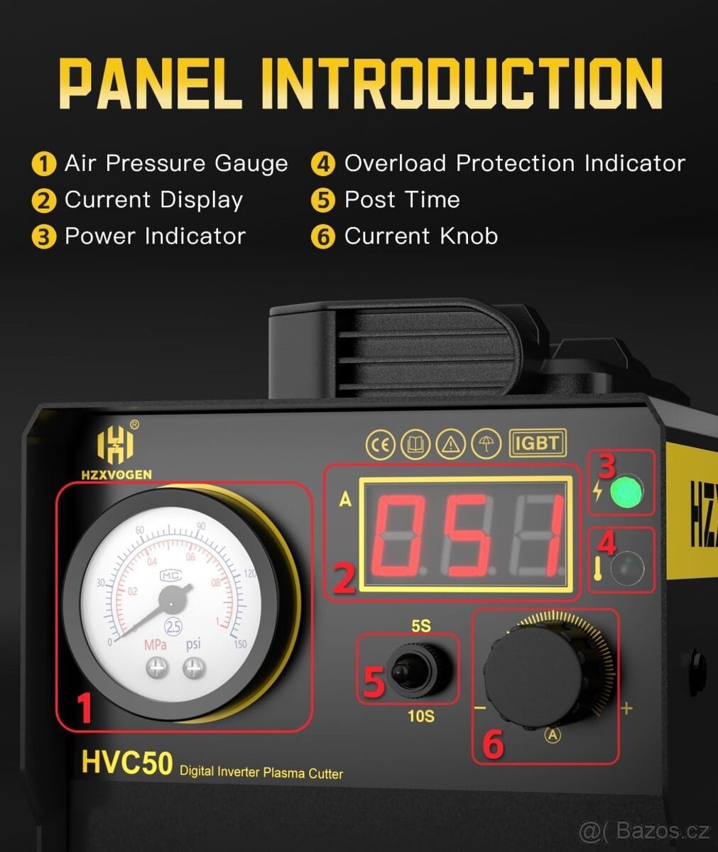 Plazmová řezačka H HZXVOGEN HVC50 přenosná IGBT8mm - 6