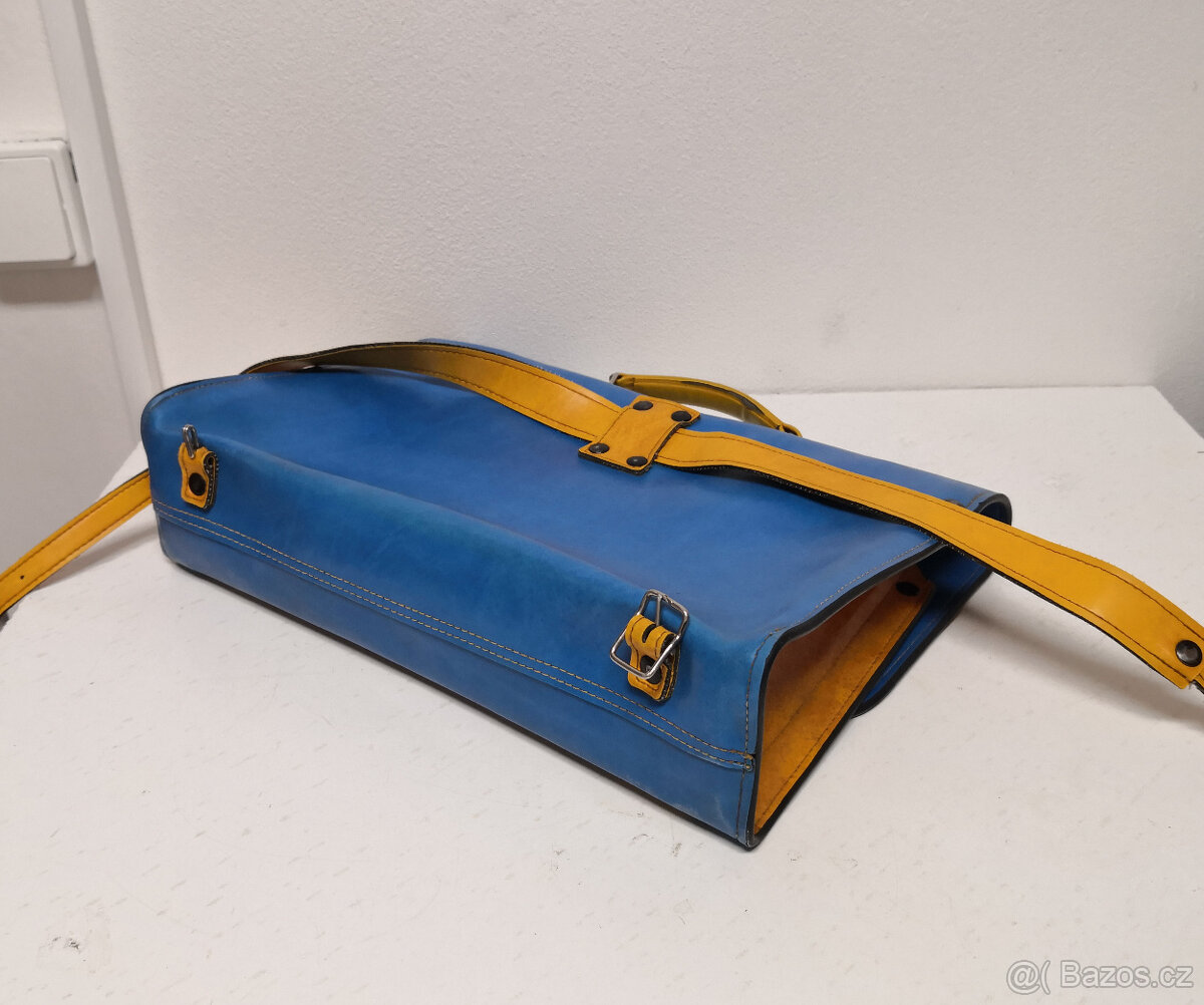 Retro školská taška s pravej kože zachovalá - 6