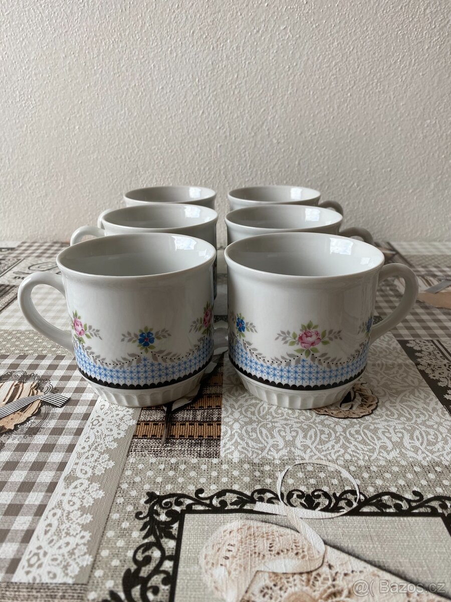 Raritní sada retro hrnků Dubí Czechoslovakia - 375 ml, 6 ks - 6