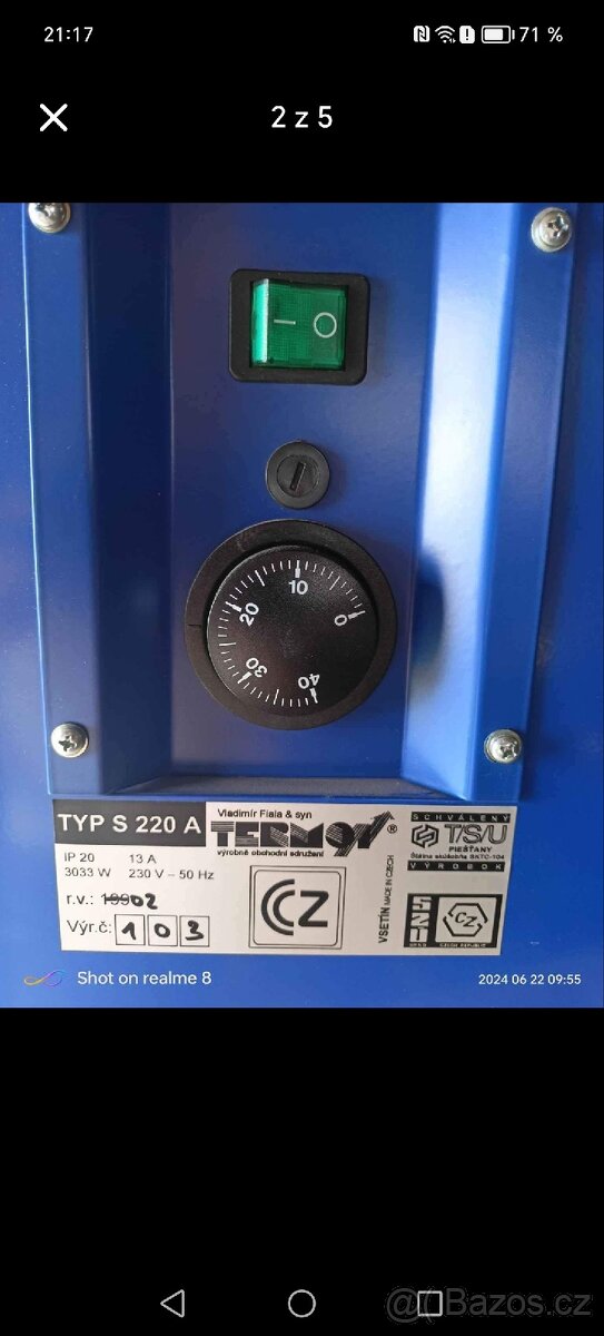 Elektrické topidlo, vysoušeč Termon S 220 A - 6