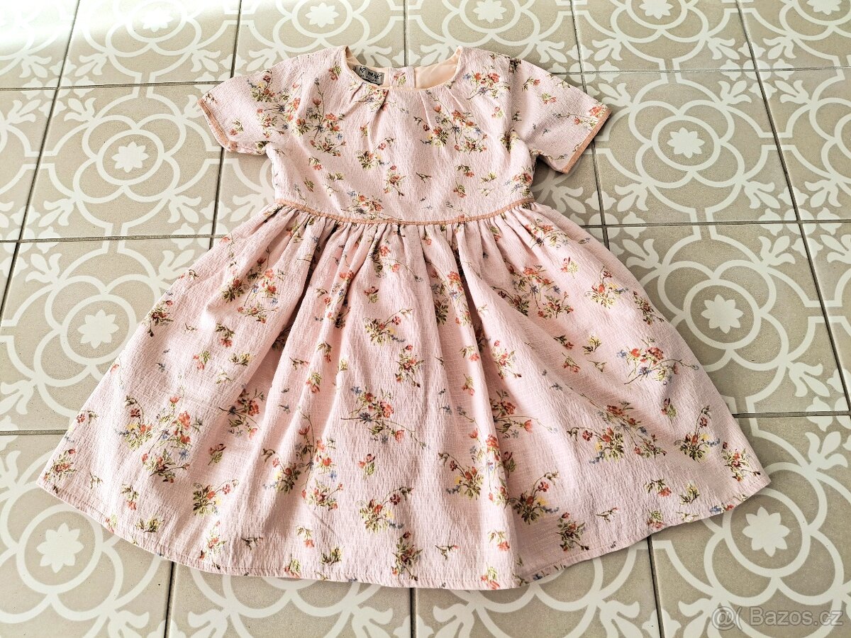 Nádherné šaty luční kvítí Next 104 růžové meruňkové - 6