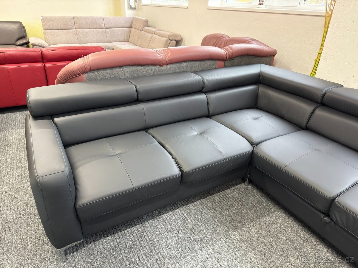 Sedací souprava tvaru U - rozkládací - kůže - NEPOUŽITÁ - 6