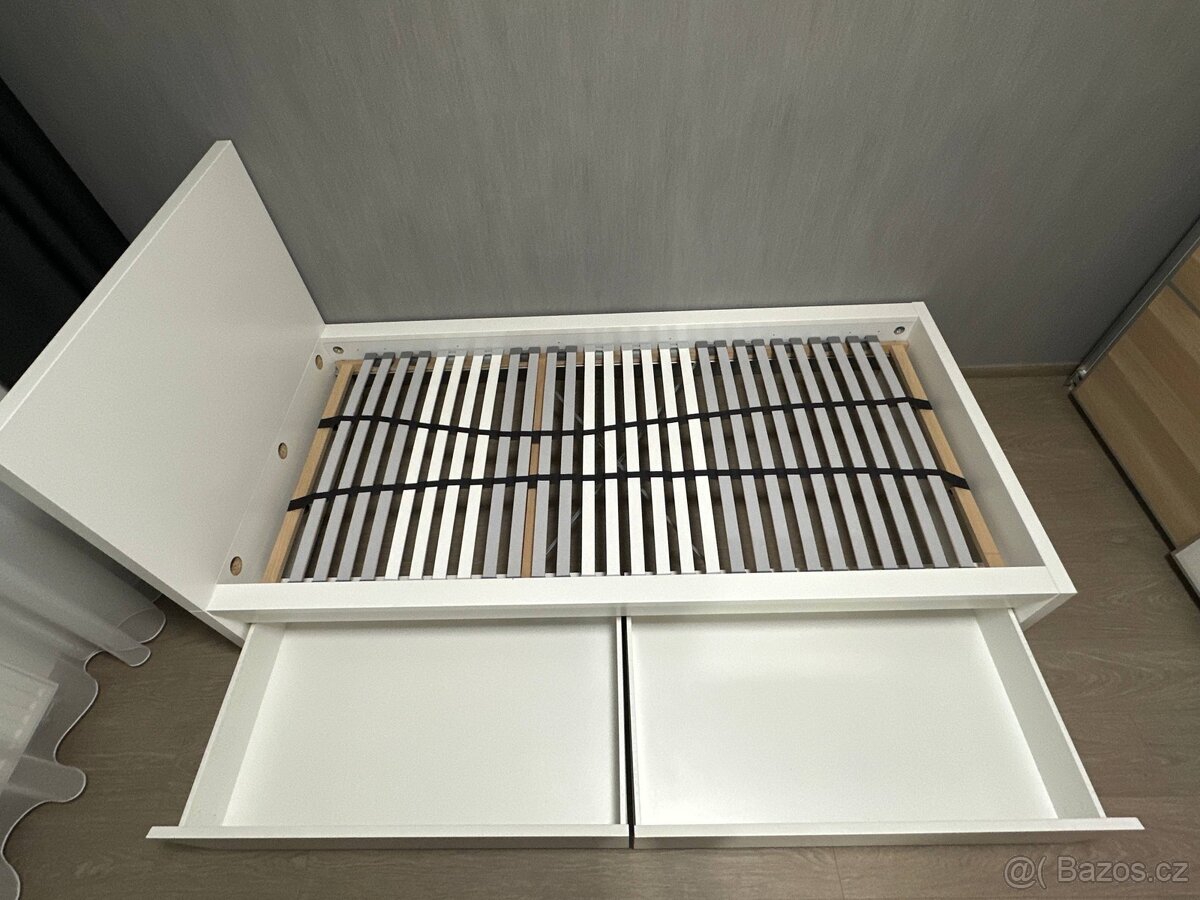 Postel MALM 90×200 + úložné díly + lamely - 6