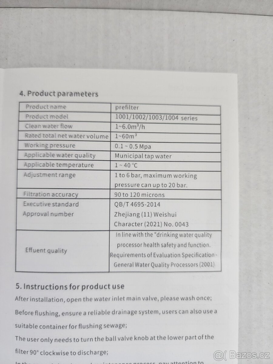 Mosazný předfiltr vody s regulátorem tlaku a manometrem - 6