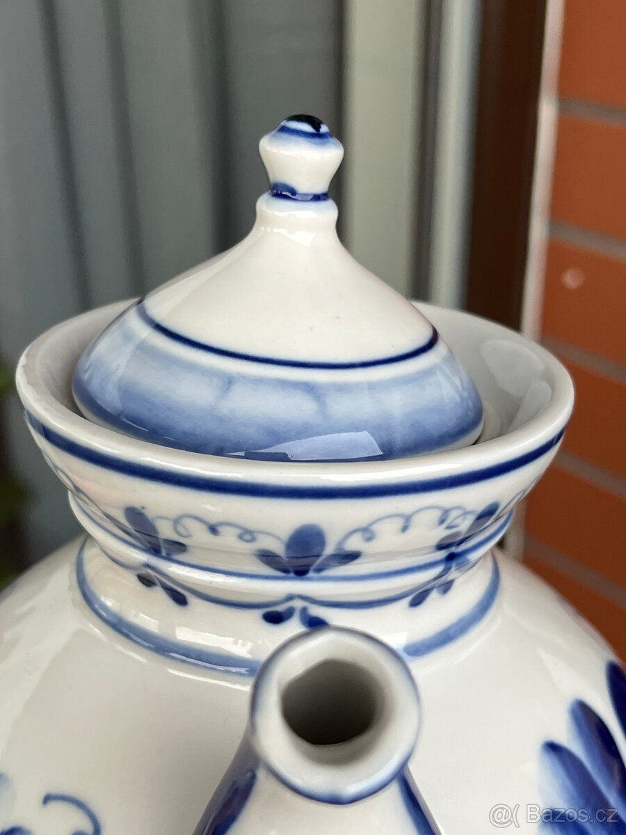 Porcelánová konvice 800ml, Gžel Rusko - 6