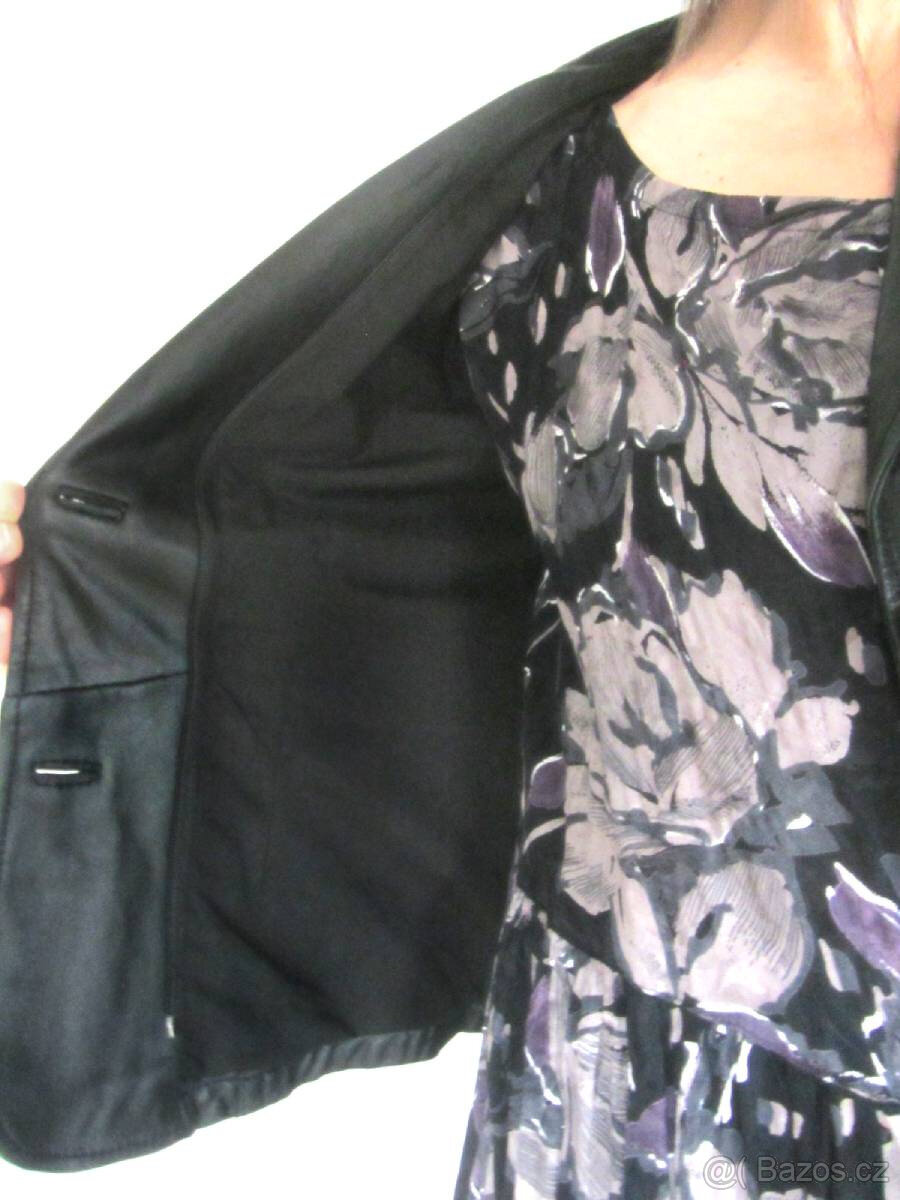 Černá dámská kožená bunda - 6