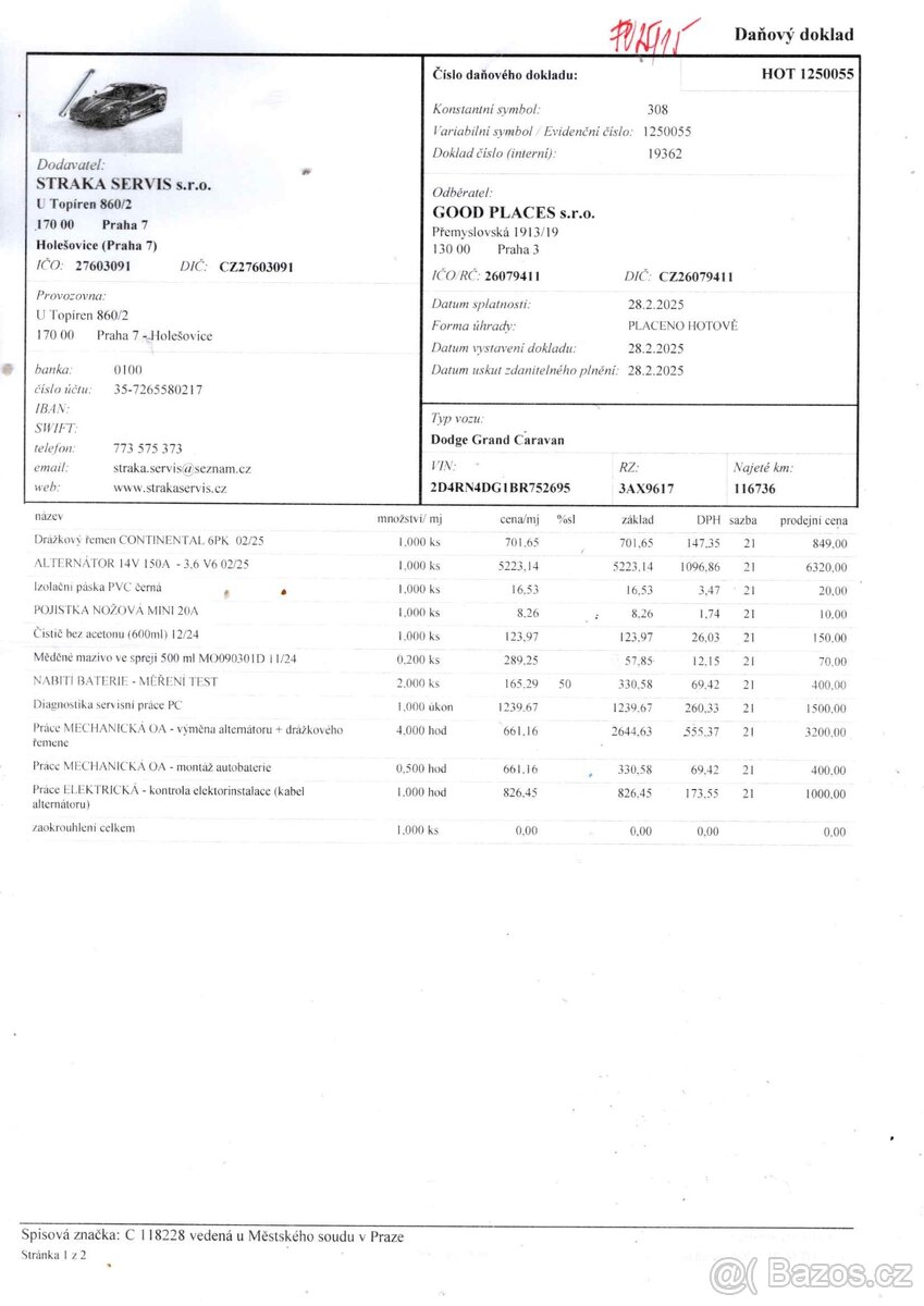 Alternátor nový pro Dodge Grand Caravan V / Chrysler atd. - 6
