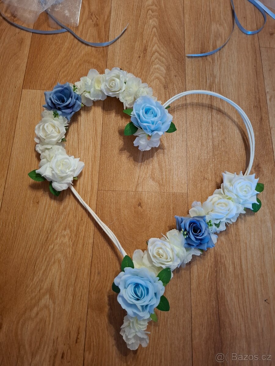 Svatební dekorace na auto - modrá - 6