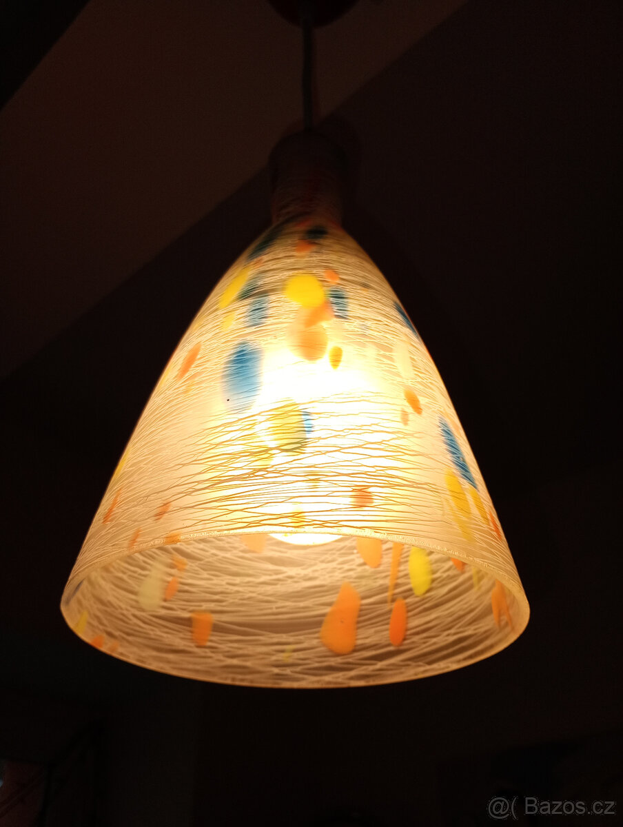 Lustr Jaroslav Junek ,ŽÍHANÉ sklo,ruční práce - 6