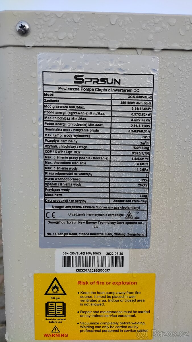 Tepelné čerpadlo Sprsun R32 11,5kW Monoblok - 6