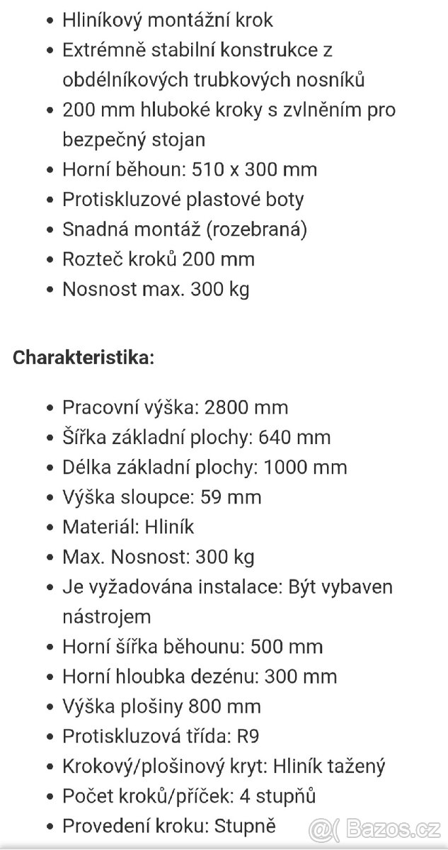 Montážní hlinikové schůdky nosnost 300kg - 6