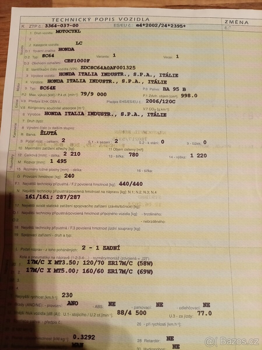 Prodám Hondu CBF 1000 - 6