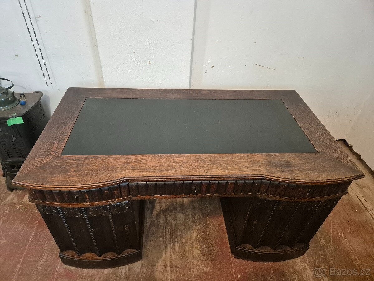 Starožitný dubový psací stůl – masiv - 6