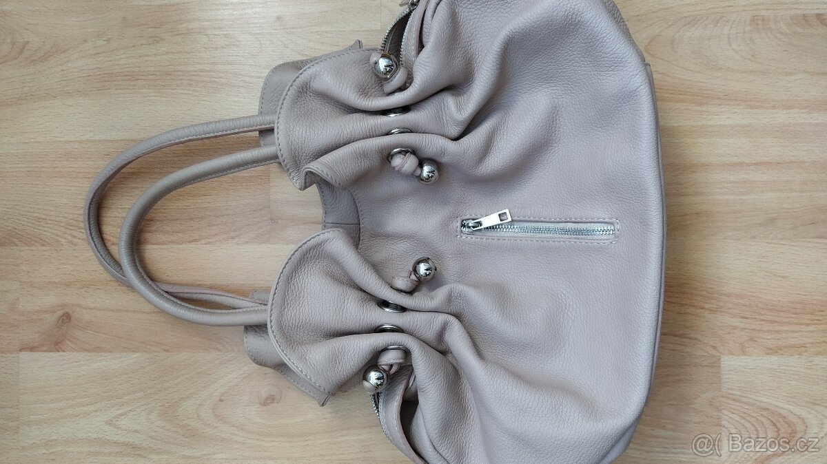 Pudrová kožená kabelka - 6
