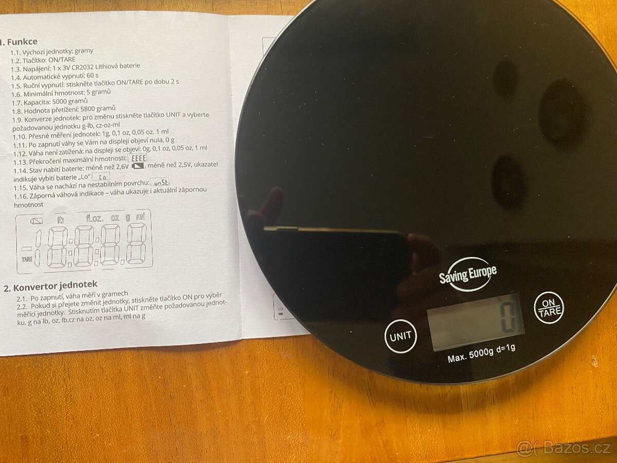 Kuchyňská váha elektronická digitální nová. Vynulování - 6