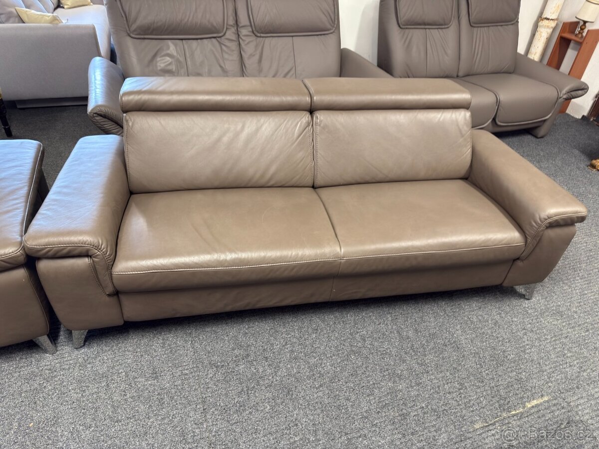 Sedací souprava 3 + 3 + taburet - kůže - NEPOUŽITÉ - 6