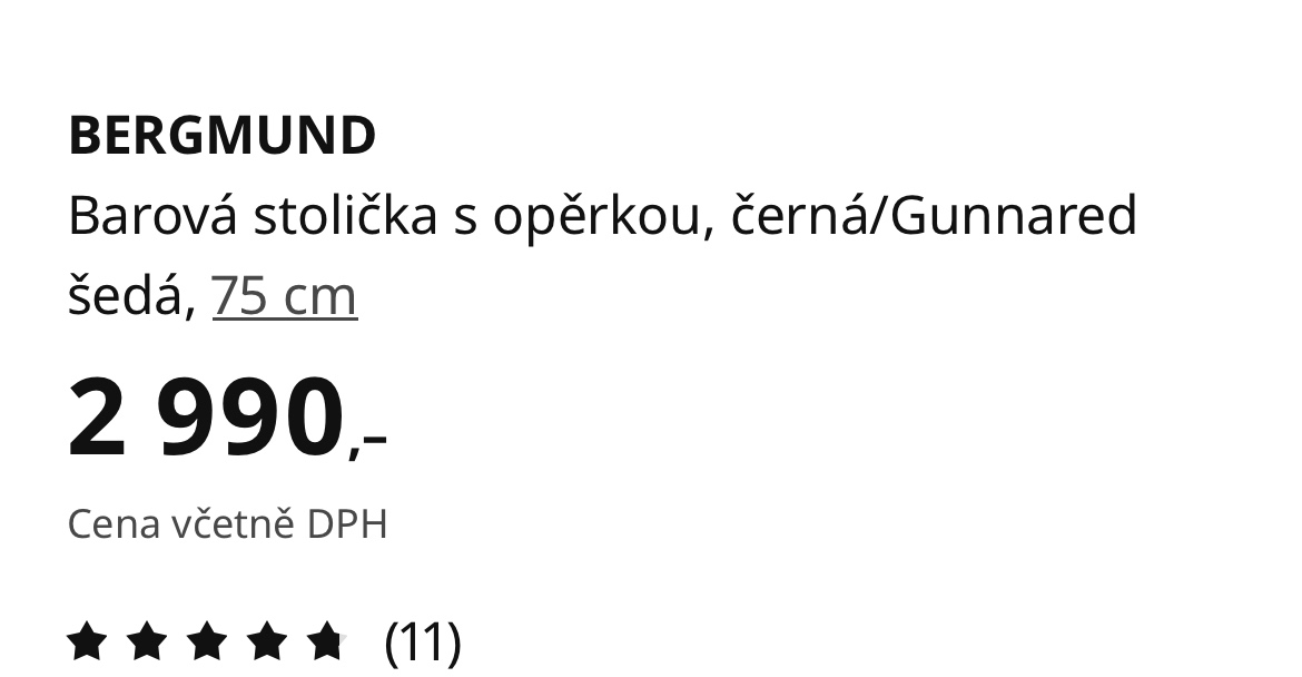IKEA BERGMUND Barová stolička s opěrkou, černá/Gunnared šedá - 6