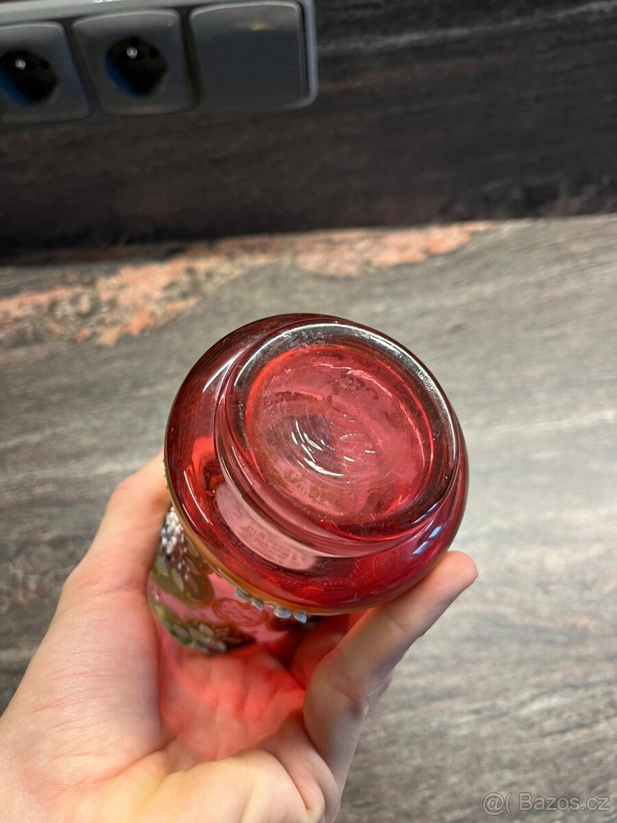 Červená skleněná váza asi Egermann - 6