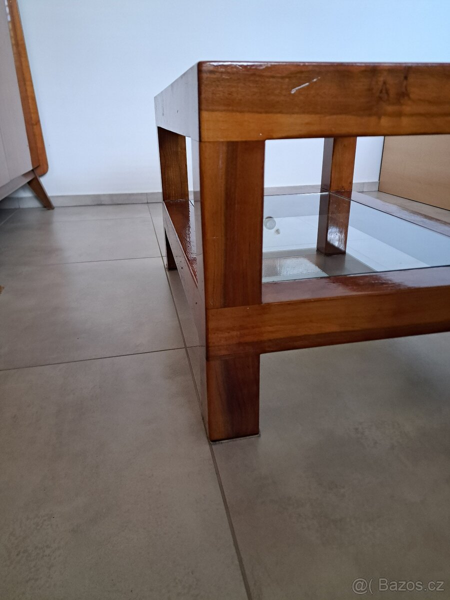 Konferenční stolek masiv sklo - 6