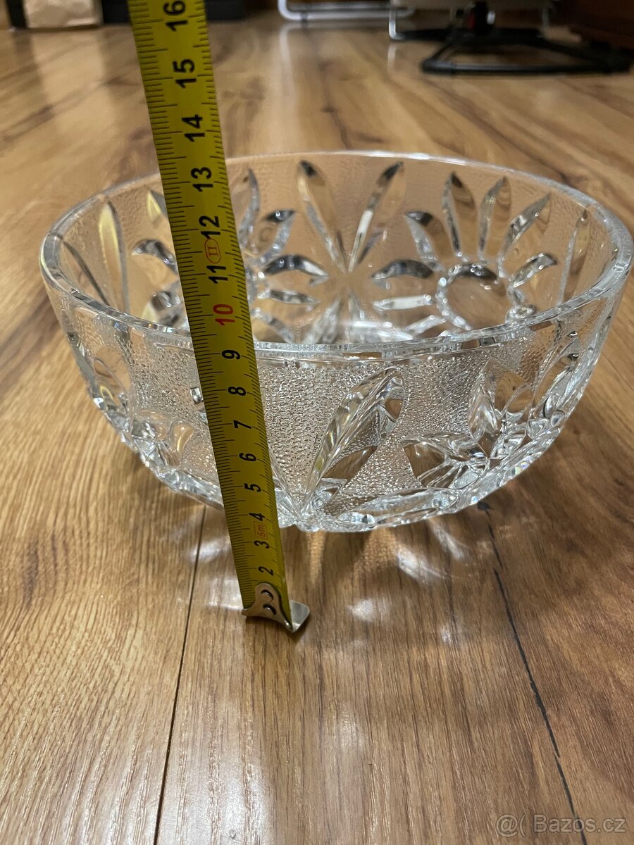 Skleněná broušená míse se slunečnicemi - 6