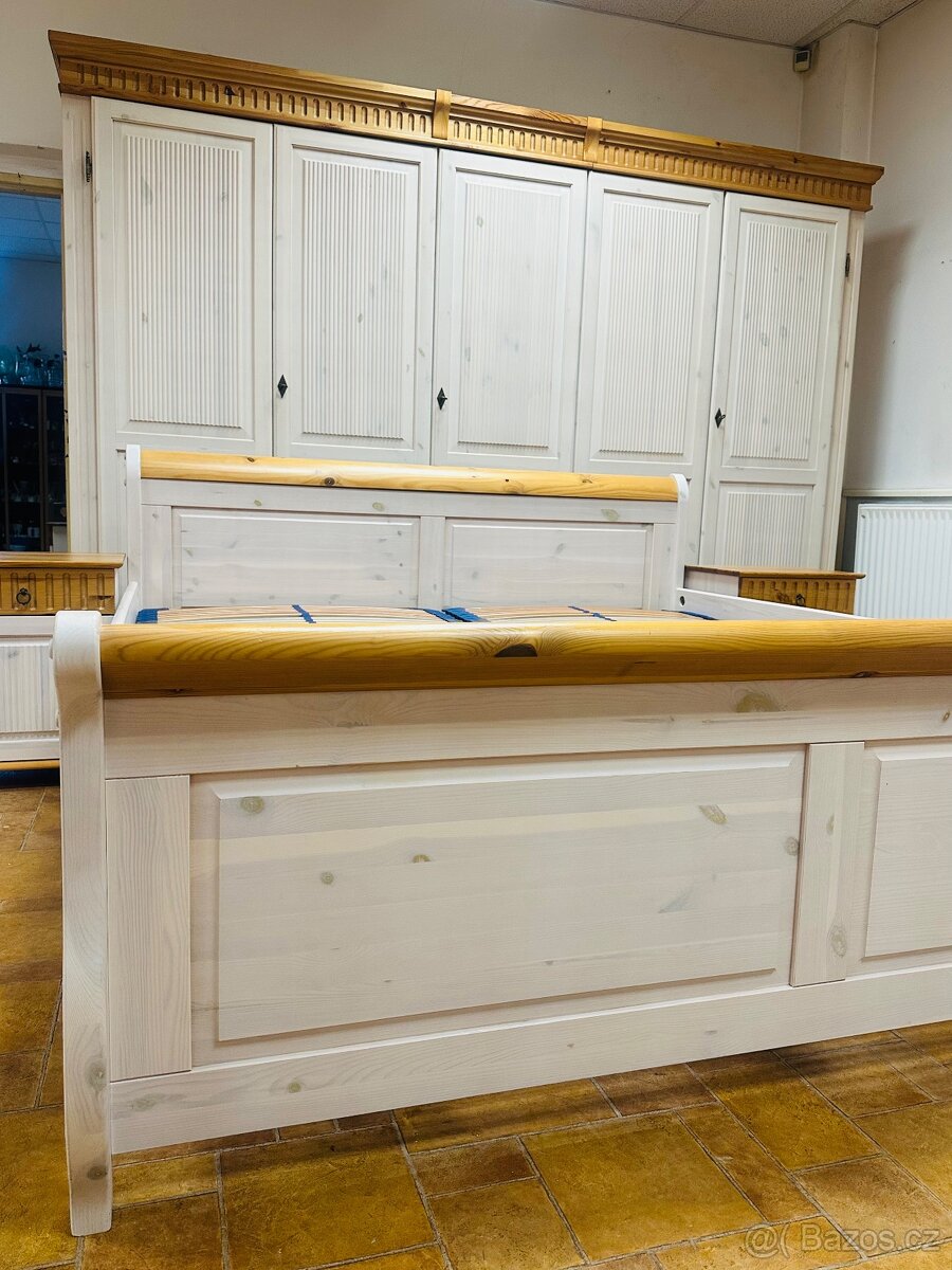 Celomasivní ložnice Gustav, velká skříň, antik - 6