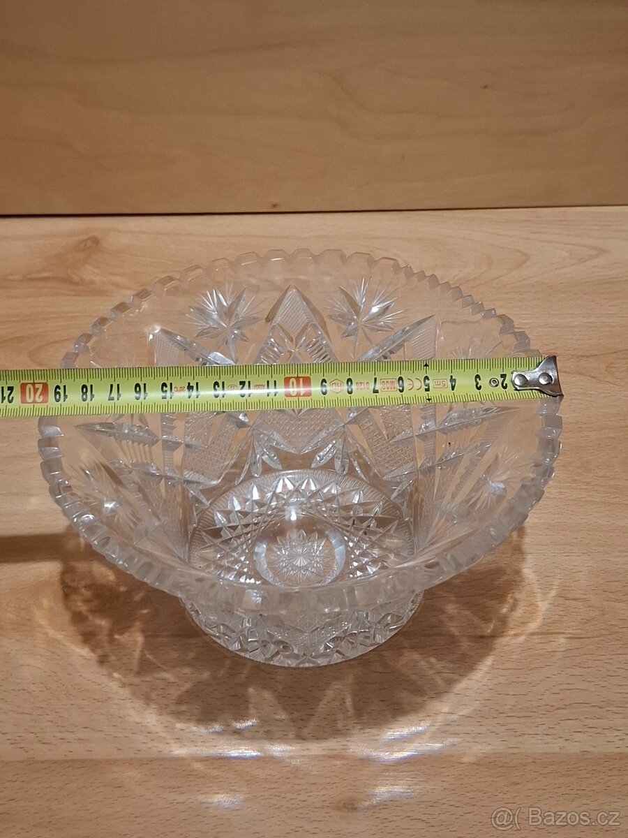 Broušená váza, miska, tác - 6