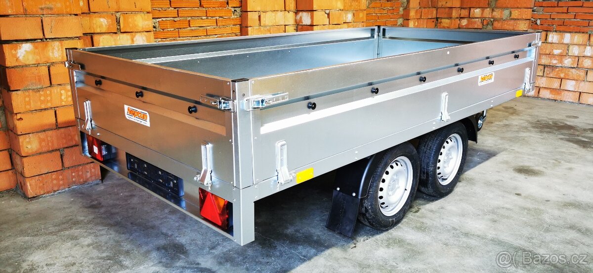 přívěsný vozík 2x 750 kg – 302x155x40cm kola pod - 6