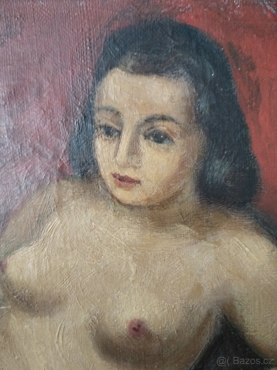 obraz LEŽÍCÍ DÍVKA, akt, olej, sign. Bedřich Knopp 1948 - 6