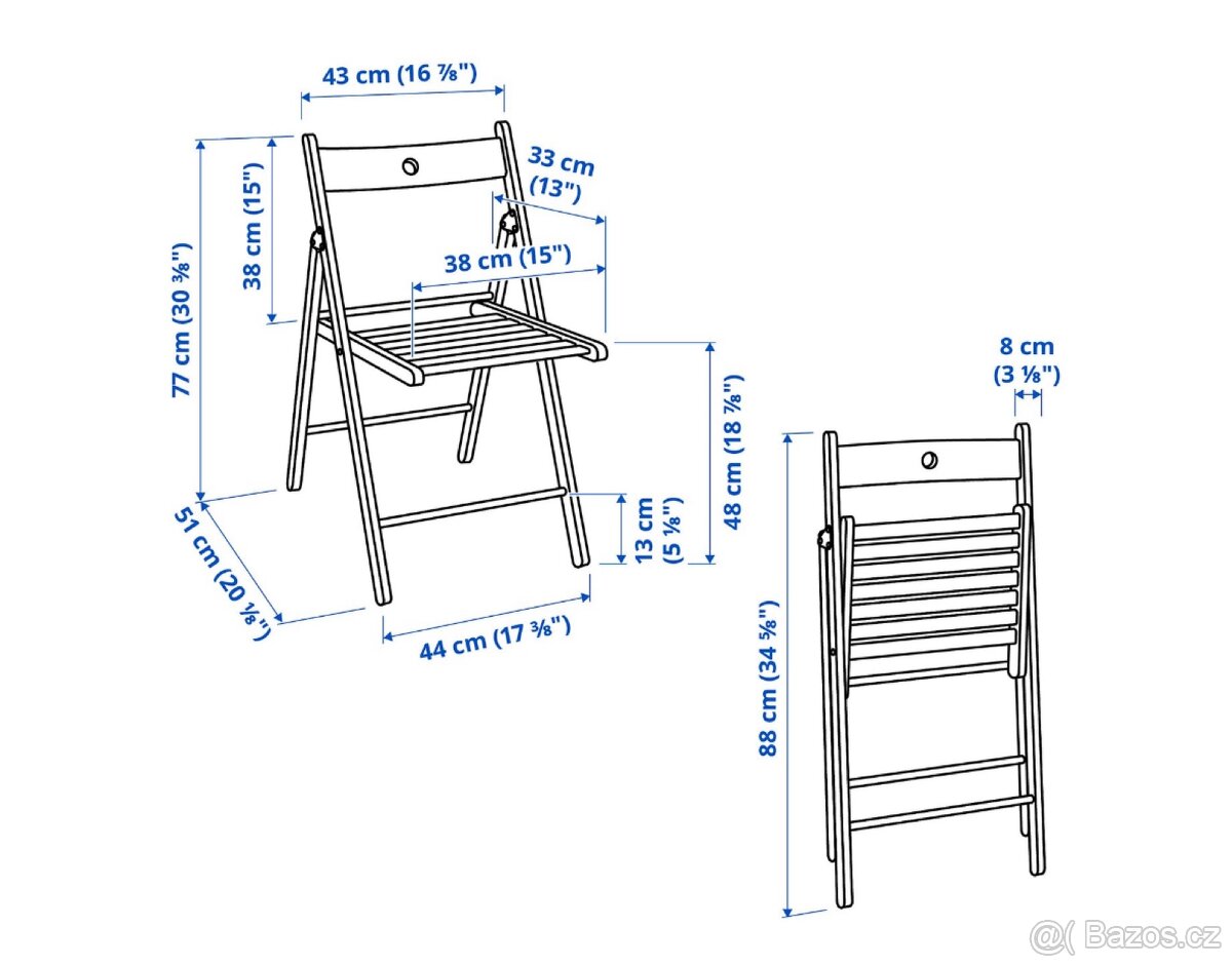 IKEA Frösvi skládací židle černá dřevěná - 6