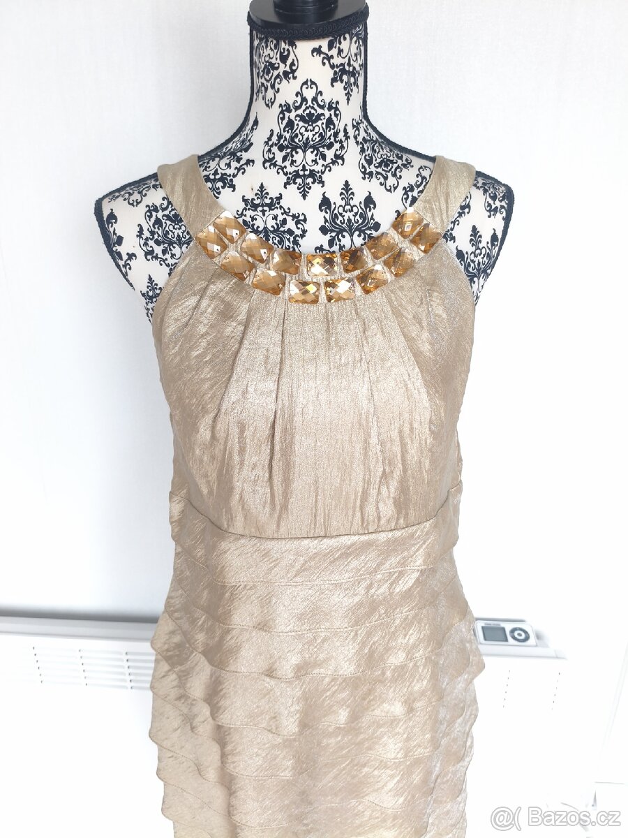 Zlaté společenské šaty vel. 40/42 - 6