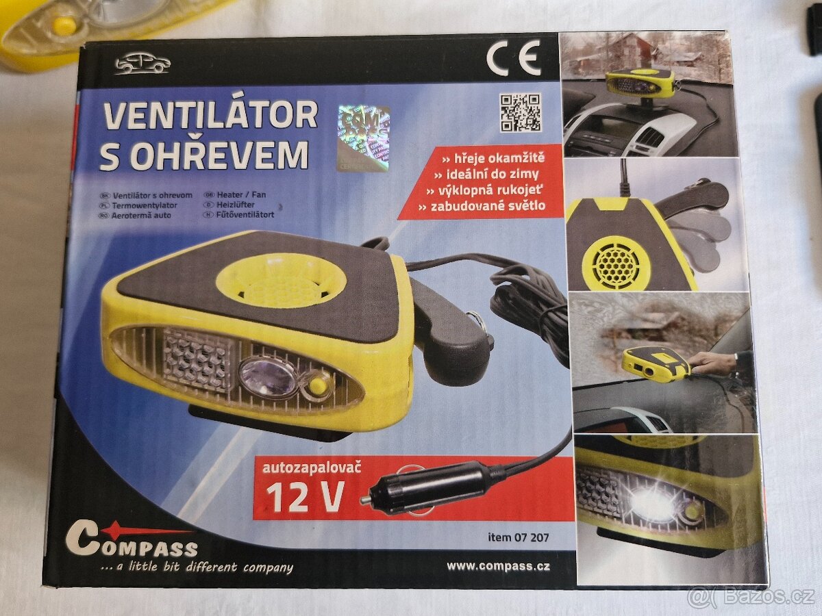 ventilátor 12V s OHŘEVEM + LED svítilna - 6