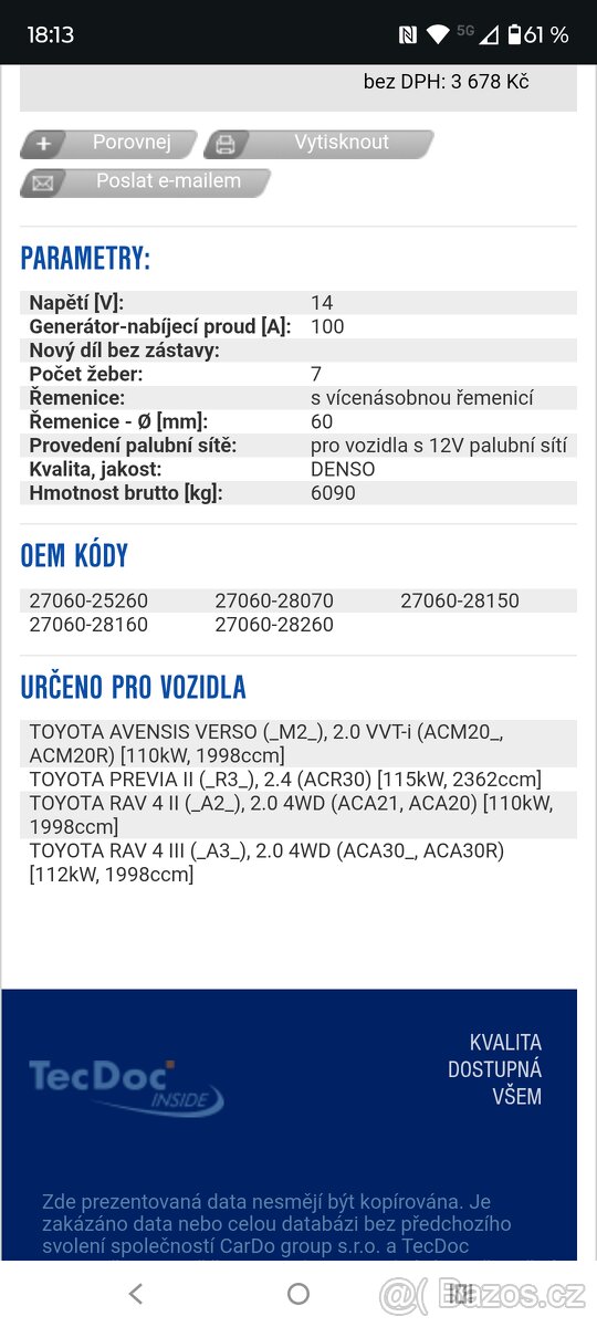 Alternátor Denso DAN952 - 6