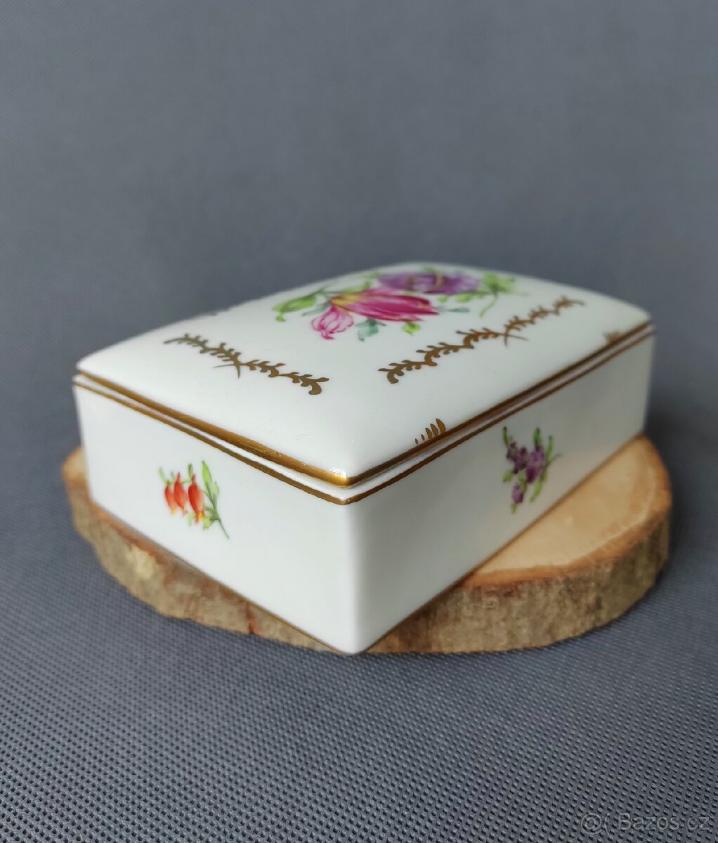 Unikátní ručně malovaná porcelánová dóza Dresden (1902-1916) - 6