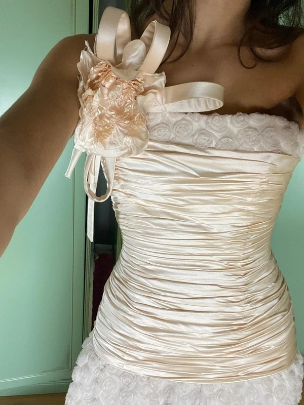 Nové retro vintage svatební společenské hedvábné šaty s vleč - 6