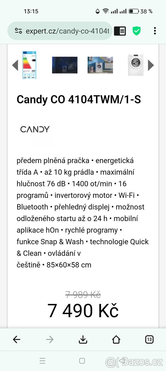 Pračka Candy 10 Kg perfektní stav - záruka - 6
