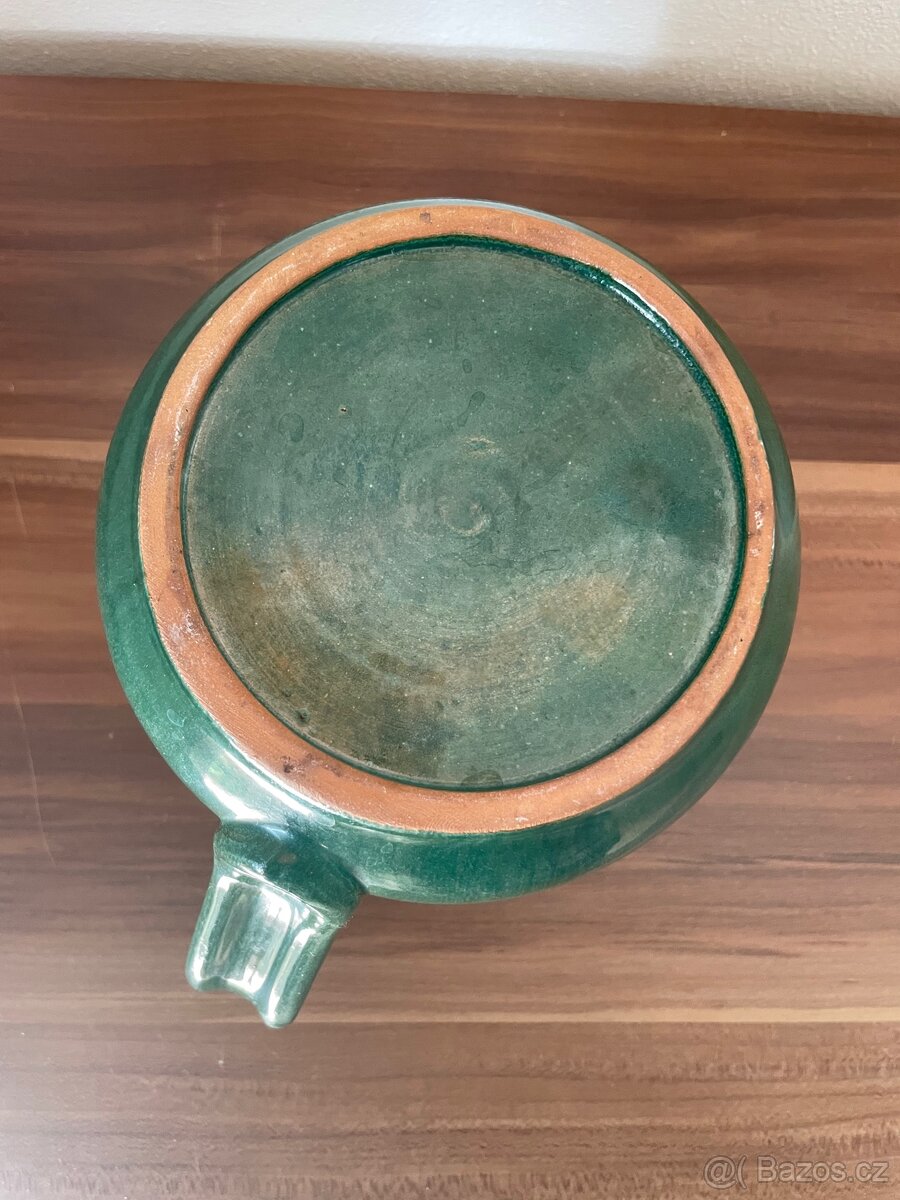 Zelený keramický džbán s uchem - 6